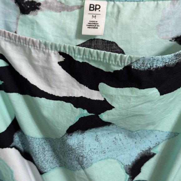 BP. Crop Top Short Puff Sleeve Black Teal Blue Square Neck Blouse Size M NWT - Picture 8 of 8